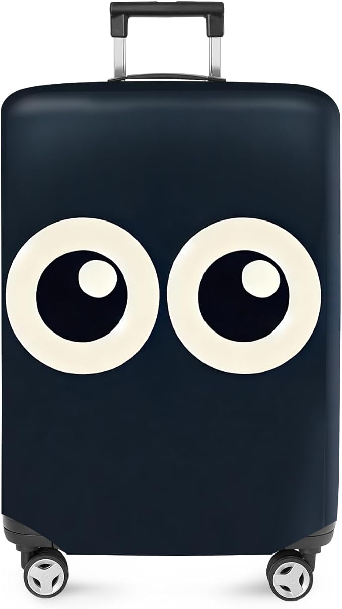 ANNA QUEEN Navy Blue Cartoon Eyes Luggage Cover, Funny Suitcase Protector by ANNAQUEEN