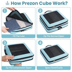Compression Packing Cubes for Travel (Mint Blue / 4 set-Square Mesh)