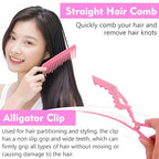 Drying Hair Brush 3D Round Hair Brushes With Alligator Hair Clips and Wide Tooth Comb Women Blow Detangling Ball Hair brush 360° Curly Styling Circle Hair Comb (Set with Accessories)