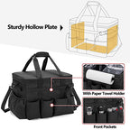 Large Grill Caddy with Lid & Paper Towel Holder & Multi Pockets (Black)
