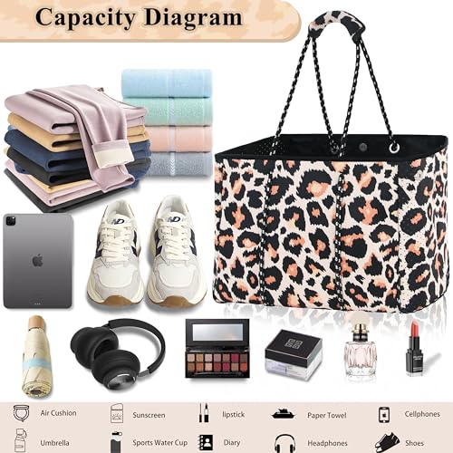 Neoprene Multipurpose Beach Bag Tote Bag (Leopard / X-Large)