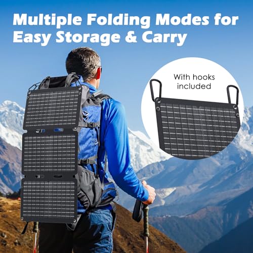 Portable Power Station with 30W Foldable Solar Panel (P100 Black+30W)