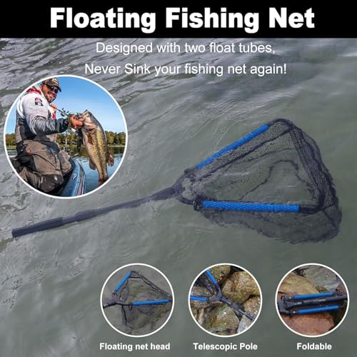 Fishing Net Fish Floating Landing Net with Handle (35”/0.9M Fishing net with tools / 0.9m(Extendable))