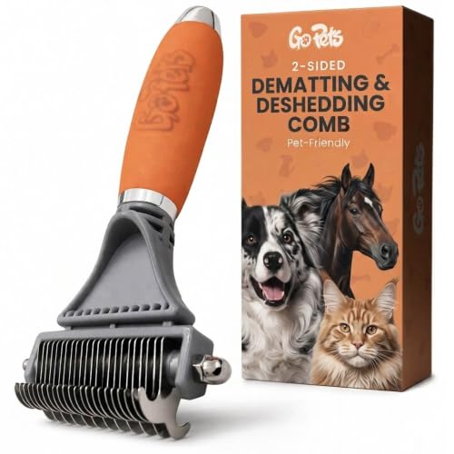 2-in-1 Deshedding & Dematting Comb & Grooming Brush for Dogs & Cats (2-Sided Dematting Comb)