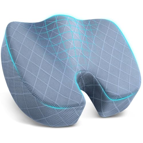 Memory Foam Office Chair Seat Cushion (X-Large / Light Blue)
