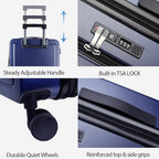 20 Inch Airline Approved Carry On Luggage (Navy)