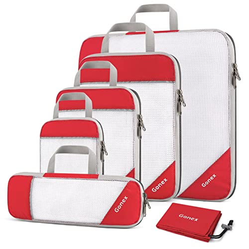 Compression Packing Cubes for Travel (Set of 6 / 6-Red)