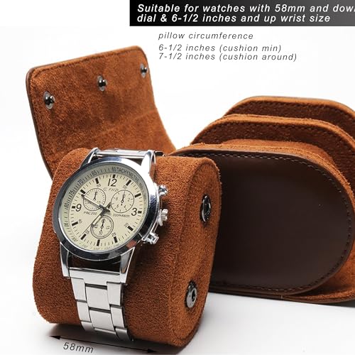 Longjet Watch Roll Travel Case for Men Portable Watches Organizer Box (Brown-2)