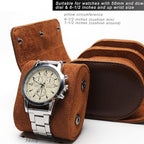 Longjet Watch Roll Travel Case for Men Portable Watches Organizer Box (Brown-2)