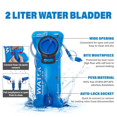 Insulated Hydration Backpack Pack with 2L Water Bladder Lightweight 22L Hiking Backpack Bag for Women Men Daypack for Hiking Running Festival Camping Biking