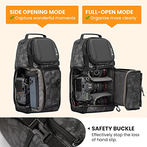 Camera Sling Bag DSLR Sling Backpack for Photographers with Waterproof Raincover Tripod Holder TR (Large / Sling Bag Grey)