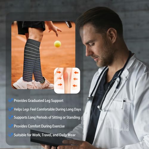 Cotton Compression Socks for Women&Men 20 (2 Pairs-striped / Small-Medium)