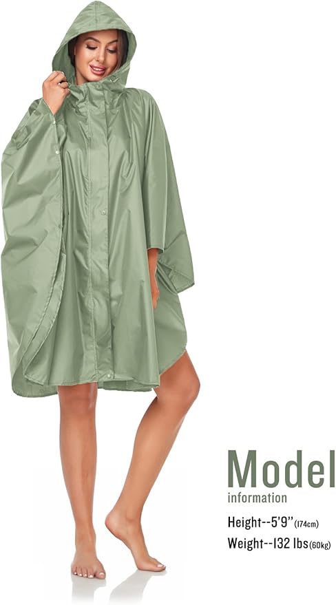 SaphiRose Unisex Rain Poncho Hooded Waterproof Raincoat - Image 4