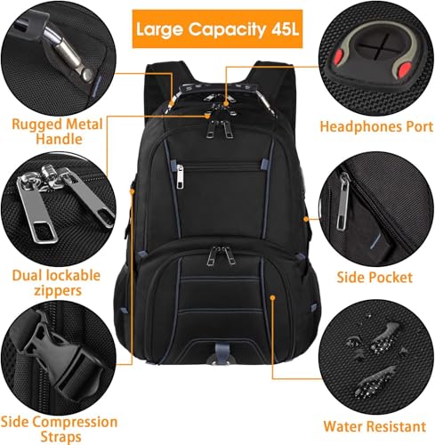 Extra Large 50L Travel Laptop Backpack (Blue)