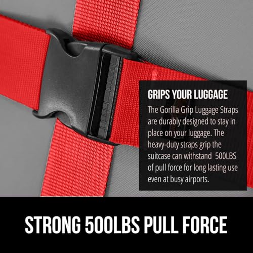 Heavy Duty Luggage Straps for Suitcase (Red)