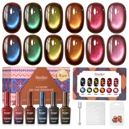 Beetles Mocha Sweater Cat Eye Gel Nail Polish Set (A - Brown Nude Gold | Mocha Sweater)