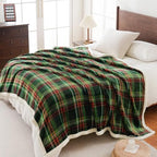 Sherpa Fleece Throw Blanket 80" x 90" Reversible Plush Fluffy Large Big Blanket Lattice Flannel Blankets for All Season Use (Chrismas Green / 80"*90")