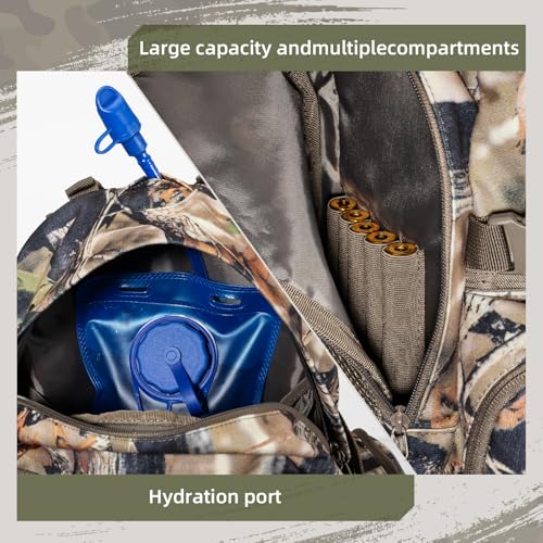 Hunting Backpack for Men Camo Hunting Day Pack for Rifle Bow 35L (Blessedbark Camo)