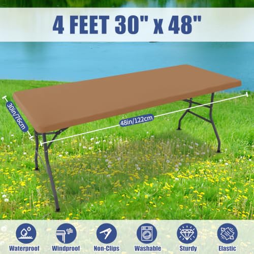 2 Pack Rectangle Spandex Fitted Table Cloth (Khaki / 48" x 30" (Rectangular))