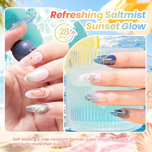 Beetles Cat Eye Gel Nail Polish Set (A - Blue Pink Orange | Saltmist Sunset)