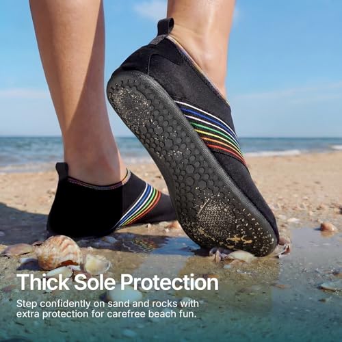 Water Shoes for Women Men Quick (8.5-9.5 Women/7.5-8.5 Men / Rainbow Colorful)