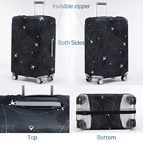 Travelkin Luggage Covers For Suitcase Tsa Approved Suitcase Cover Protector (Air Line Black Set / S)