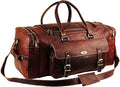 Men’s Gym Sports Overnight Weekender Bag Leather Travel Bags For Men Vintage Leather Duffle Bag Women Carry On Travel Holdall Bag 24 Inches (24 Inch)