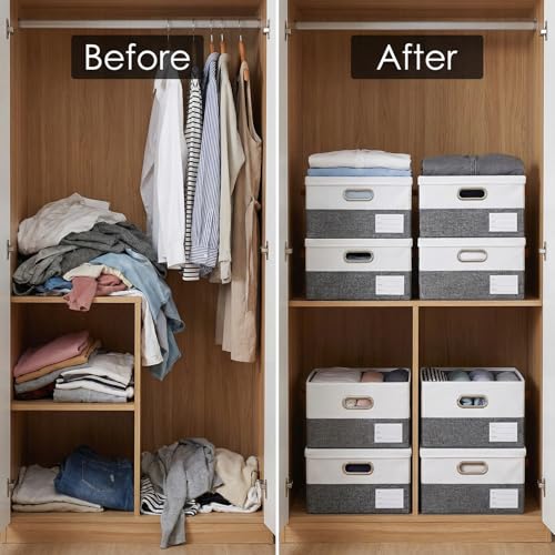 Storage Bins with Lids [3 (Grey & White / S(3-Pack))