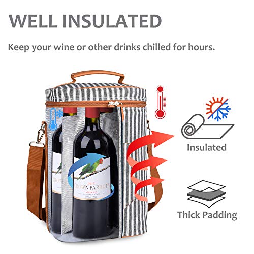 4 Bottle Wine Tote Carrier (Black Stripe / 4 Bottle-without front pocket)