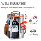 4 Bottle Wine Tote Carrier (Black Stripe / 4 Bottle-without front pocket)