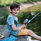 Kids Fishing Pole with Reel Beginner Kit for Boys Girls Ages 3 (Blue+Green)