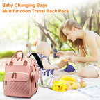 Diaper Bag Backpack with Changing Station (Pink)