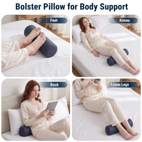 Neck Roll Pillow (Navy Blue / Medium - 5.0" H)