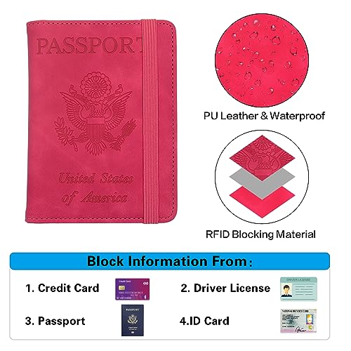 Premium Leather Passport Holder Covers Case (ELA-ROSE RED)