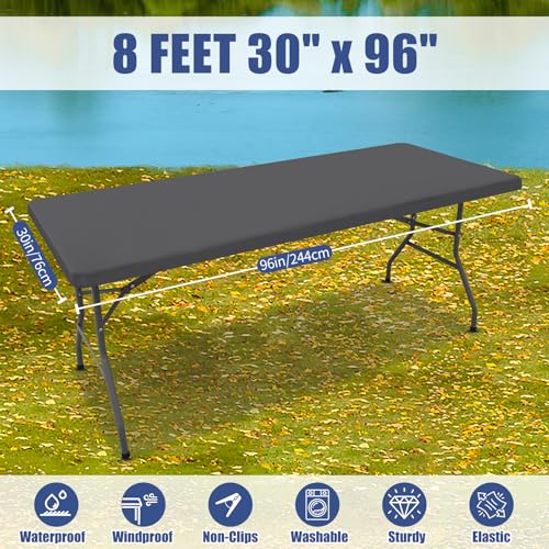2 Pack Rectangle Spandex Fitted Table Cloth (Dark Grey / 96" x 30" (Rectangular))