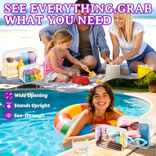 3 Pack Clear Makeup Bags (Multisize / White)