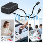 345W USB C Charger 10 in 1 Retractable Wall Charger with 2 Cables (Black / 345W)