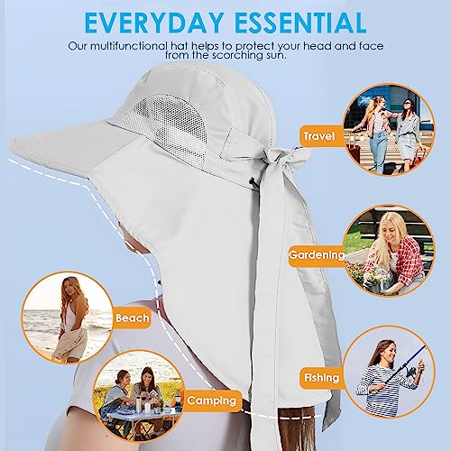 Womens Sun Hat UV Protection (One Size / Light Grey)
