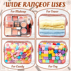 16 Packs Clear Makeup Bags Cosmetic Zipper Pouches Waterproof TAS Approved Toiletry Bags PVC Organizer Storage Case for Vacation Travel Bathroom（Brown (16pcs Brown M)