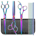7 Inch Professional Dog Grooming Scissors Kit (Pro Rainbow 5 in 1)