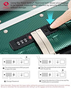 24 Inch Checked Luggage Front Opening Rolling Suitcase Hard Sided Luggage with Spinner Wheels Travel Luggagefor Woman Men (24 Inch / Dark Green)