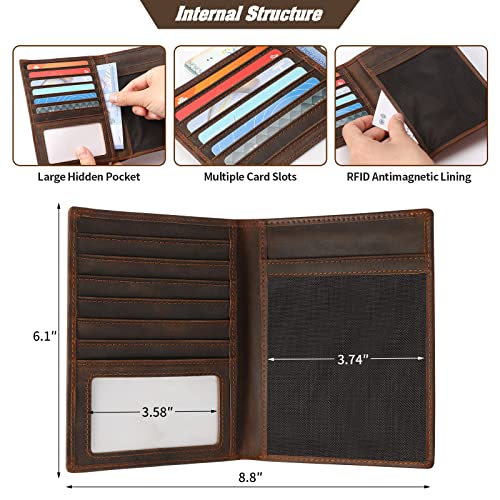 Leather Passport Holder RFID Blocking Passport Travel Wallet Cover Case for Men Women Brown JC17 (JC17-Red Brown)