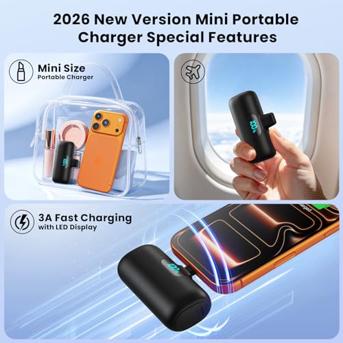 2 Pack]Portable Charger Power Bank for iPhone 17 (Black+Black)