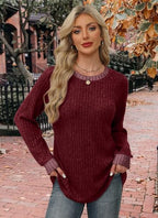 Womens Tops Winter Clothing Fall Tunics for Women Long Sleeve Sweaters for Women Fall Clothes Comfiest Airport Outfits Business Casual Travel Cozy Fall Fashion Plus Size Christmas Shirts Maternity (X-Large / 08-red)