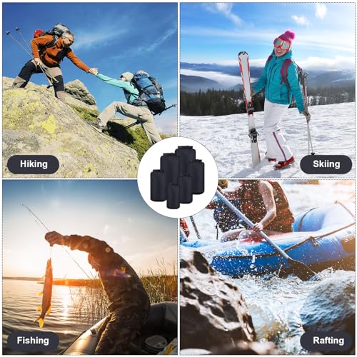 6 Pcs Waterproof Dry Bag Set for Kayaking & Camping (Black)