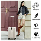 20 Inch Carry on Luggage 22x14x9 Airline Approved Lightweight PC Hard Shell Suitcase with Spinner Wheels Rolling Travel Bag Christmas Birthday Gifts (20 Inch / Ivory White)
