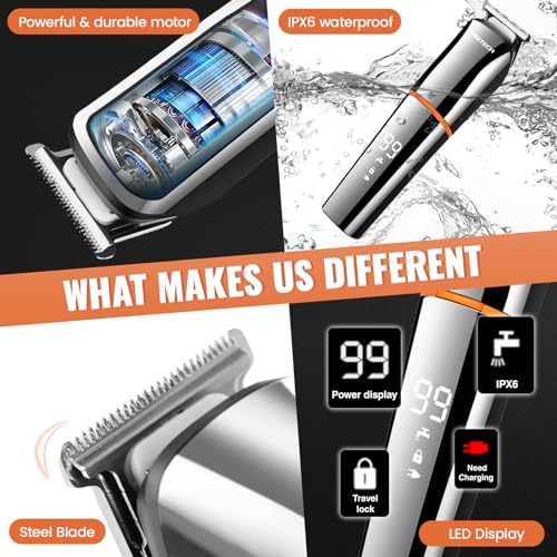 6-in-1 Men's Grooming Kit, Cordless Beard Trimmer, Hair, Nose & Ear (Silver)