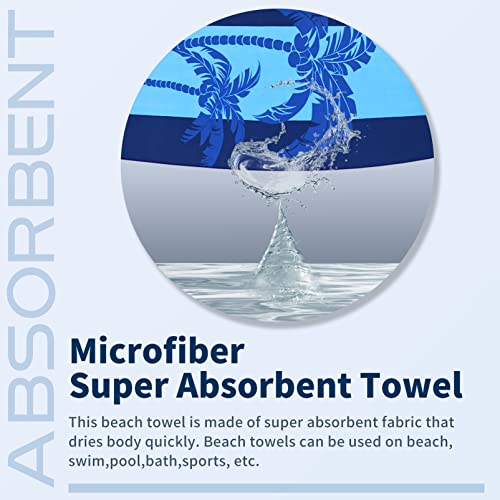 Microfiber Beach Towel Oversized 71x32 Multiple with Bag 4 Pack Bulk (4 Pack Coconut Tree Turtle Stripe Mandala / 71"x32")