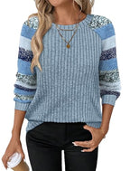 Womens Tops Winter Clothing Fall Tunics for Women Long Sleeve Sweaters for Women Fall Clothes Comfiest Airport Outfits Business Casual Travel Cozy Fall Fashion Plus Size Maternity (XX-Large / 08-sky Blue Stripes)