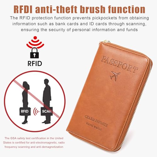 Multi Function RFID Travel Passport Wallet with Phone Pocket (Pink)